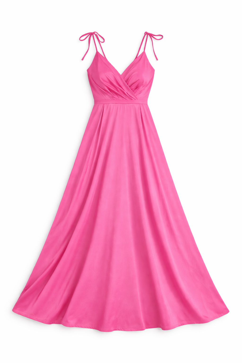 Vestido largo fluido con escote cruzado y tirantes anudados