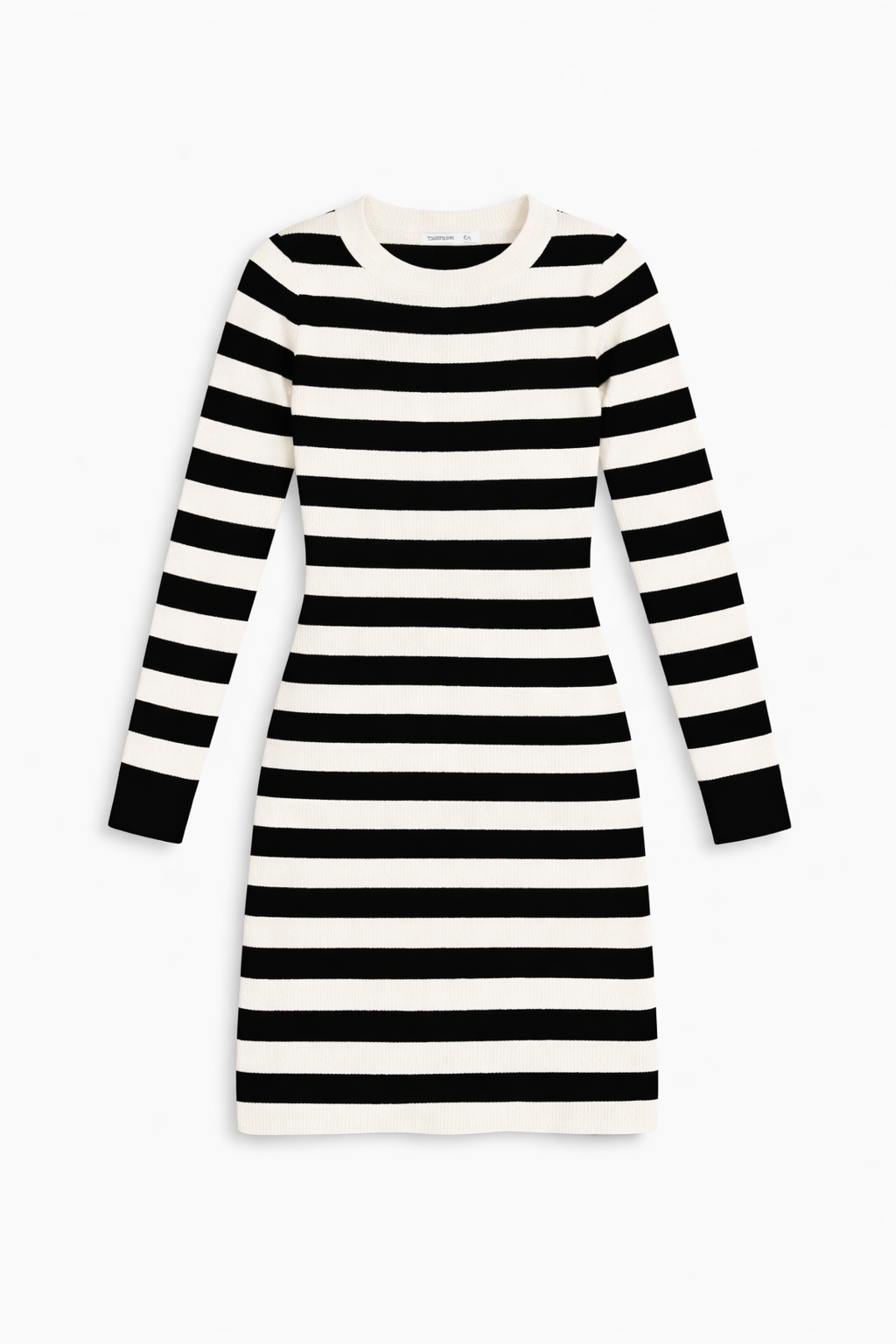 Vestido midi de punto a rayas con espalda estructurada