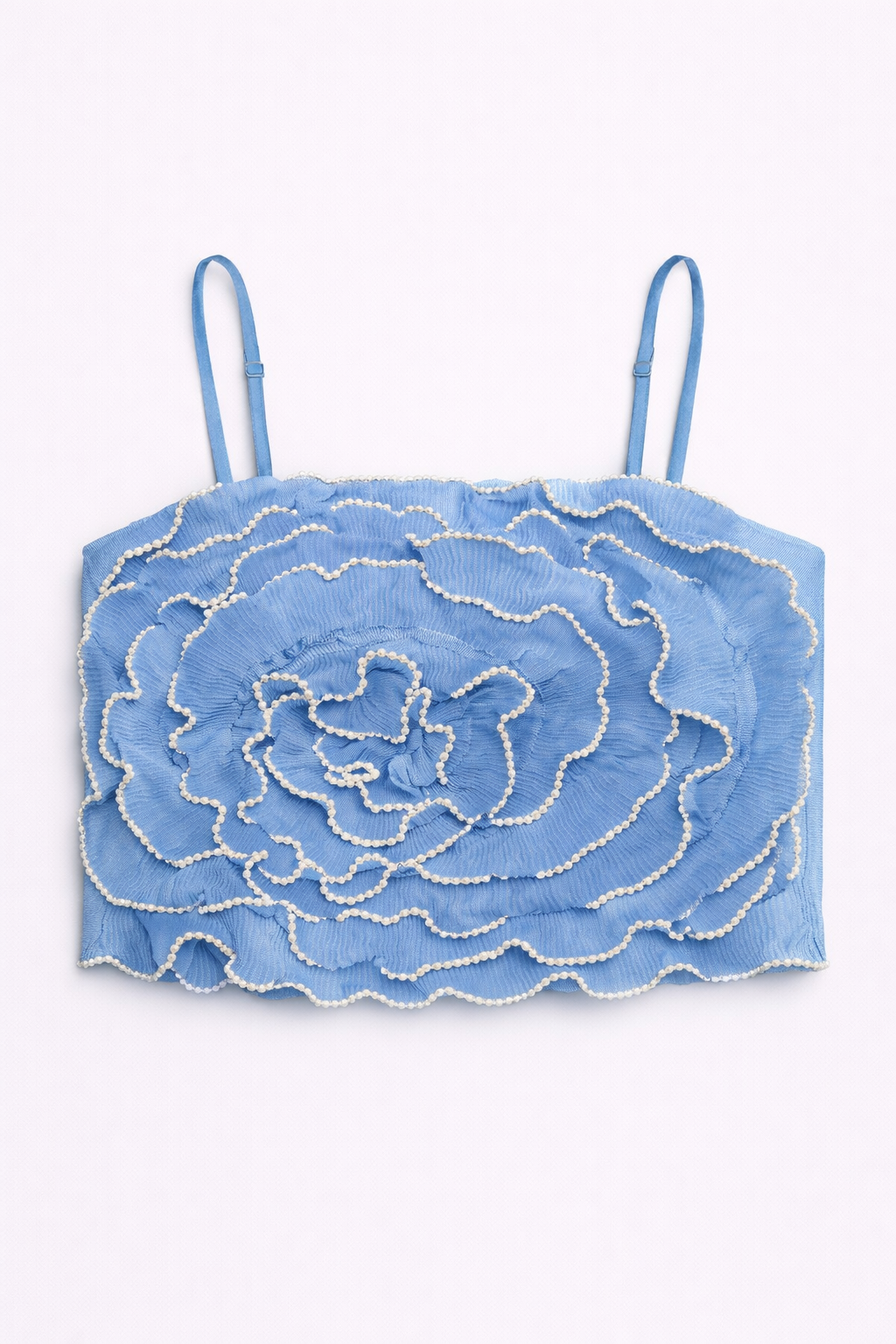 Top Roseta de Volantes con Perlas