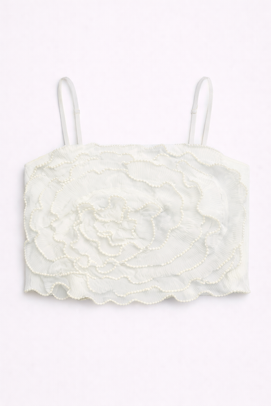 Top Roseta de Volantes con Perlas