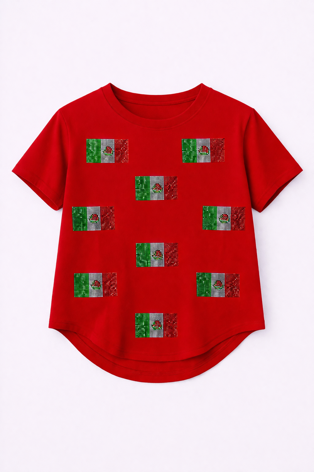 Camiseta con detalle brillo bandera México