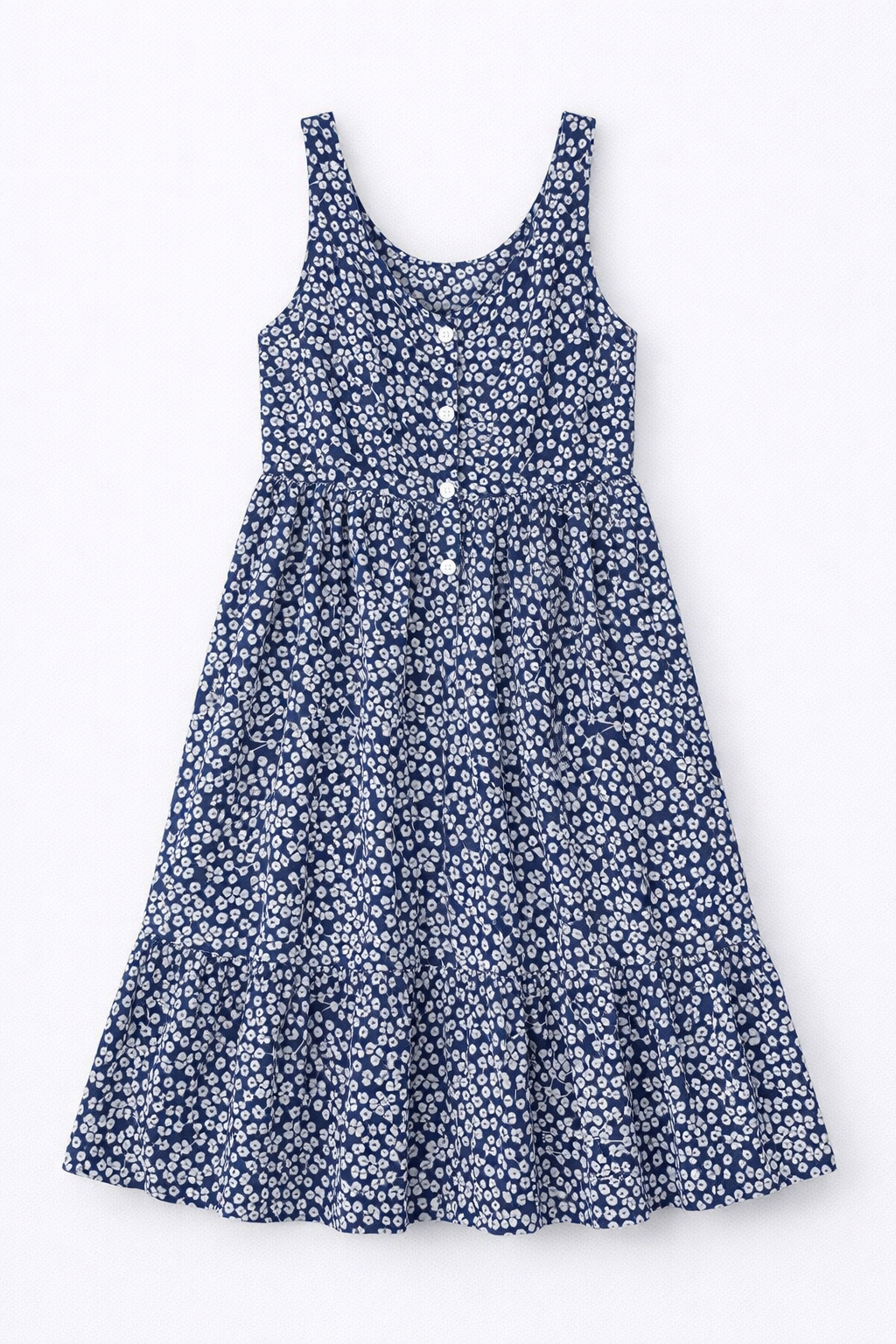 Vestido midi floral con botones delicados
