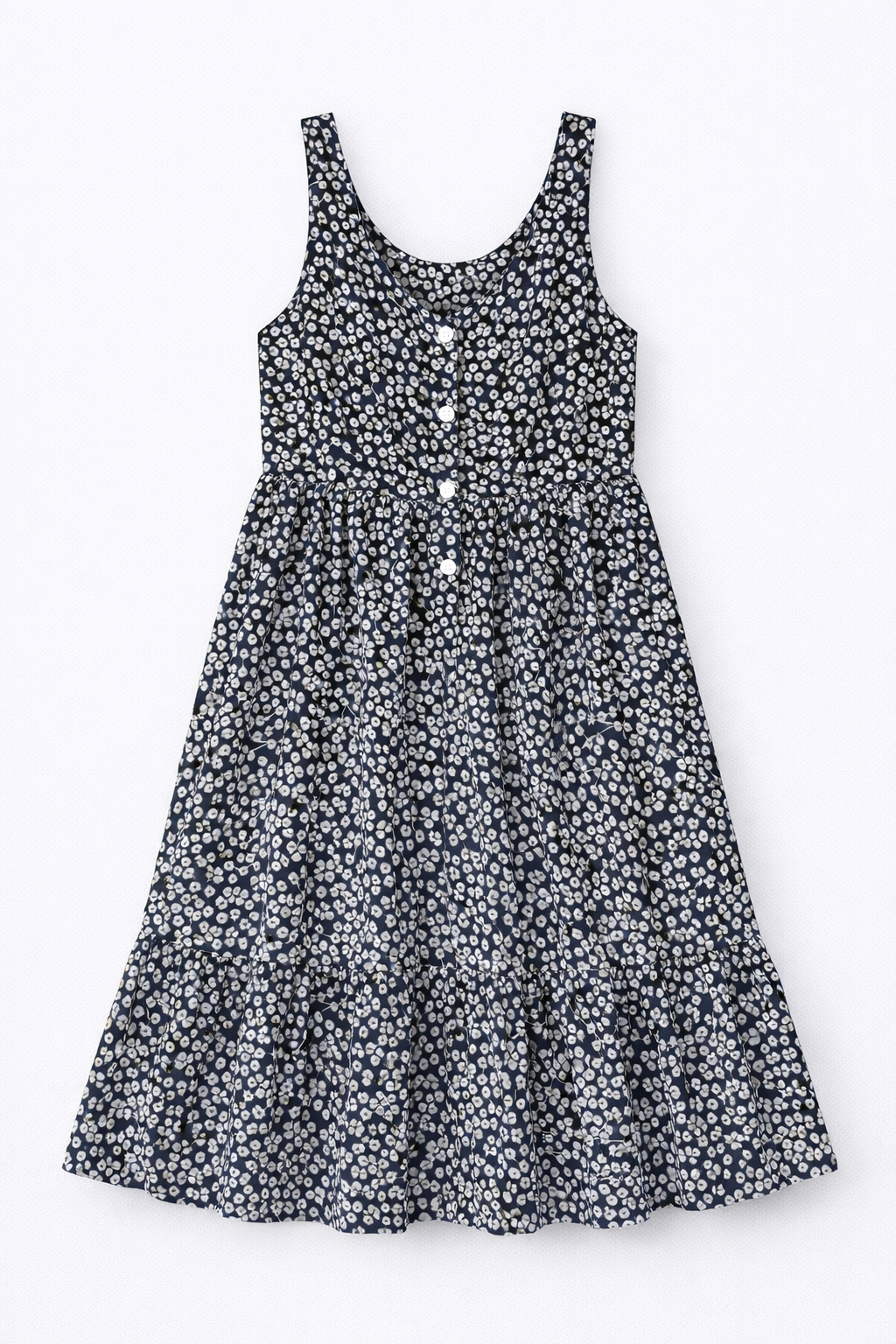Vestido midi floral con botones delicados