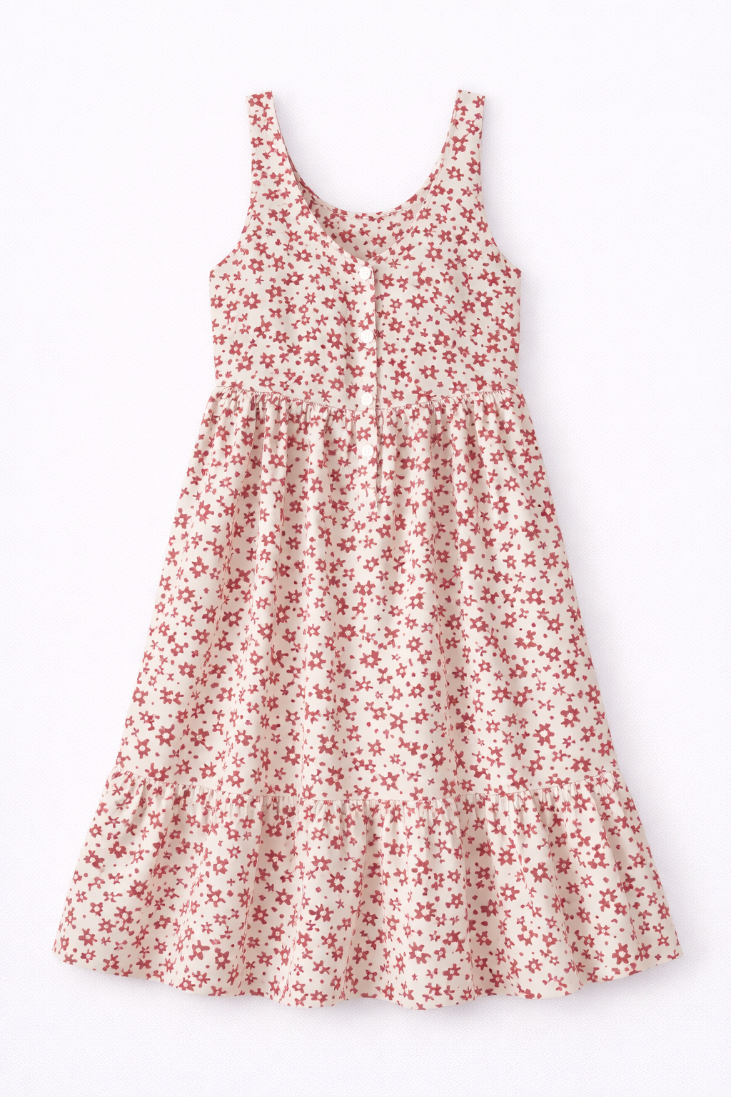 Vestido midi floral con botones delicados