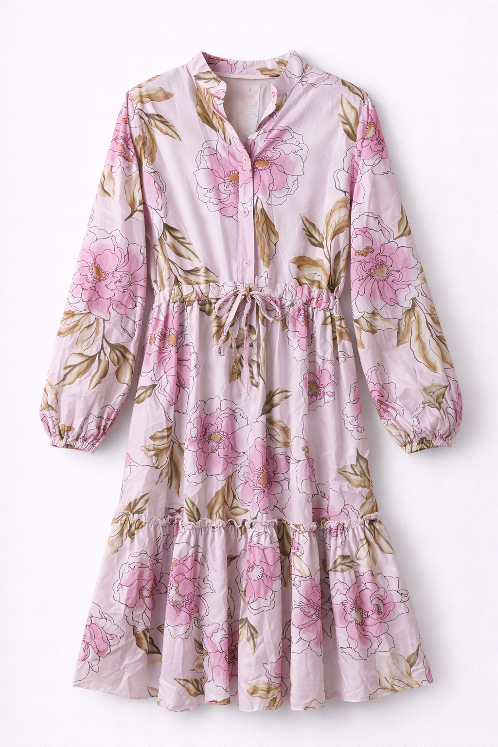 Vestido midi floral con cintura ajustable