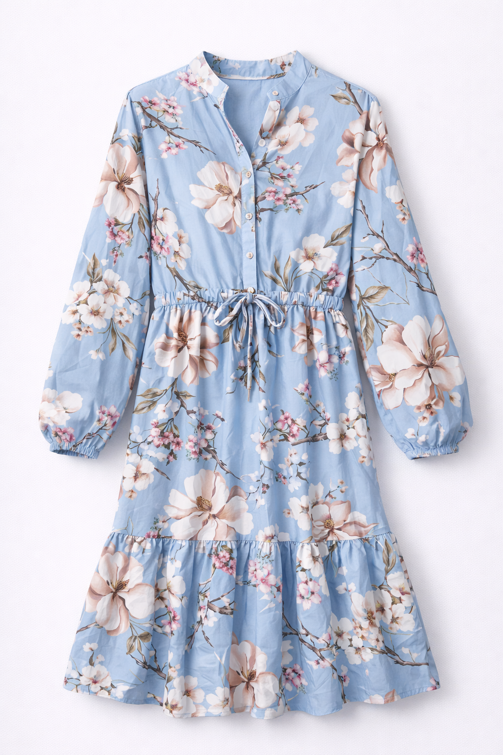 Vestido midi floral con cintura ajustable