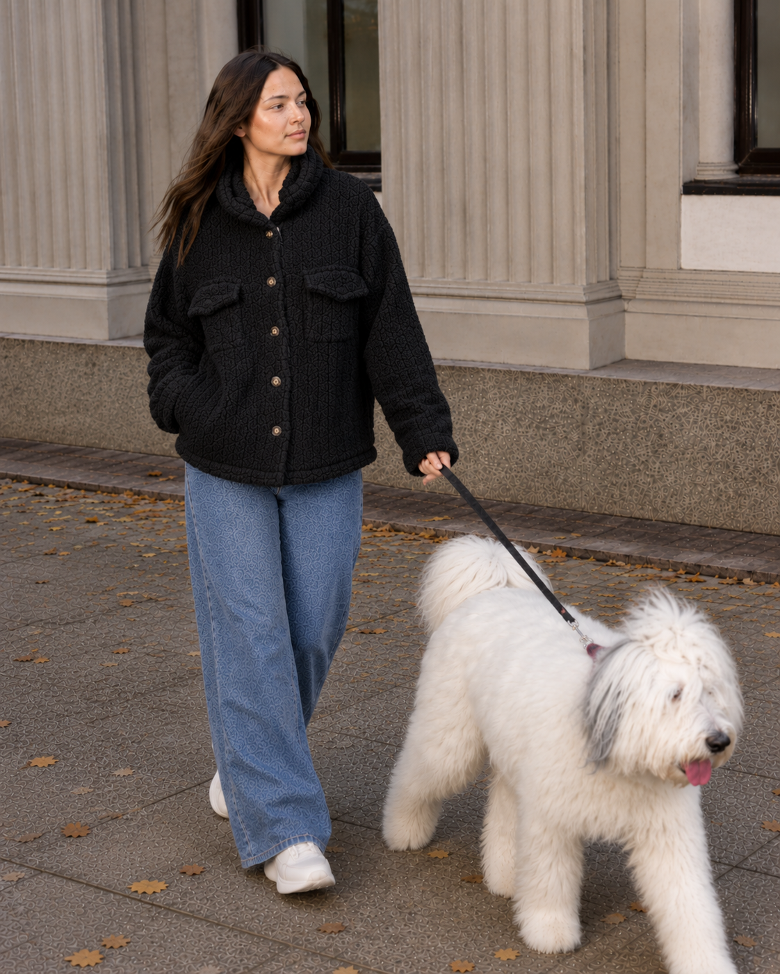 Chaqueta Teddy Texturizada con Bolsillos