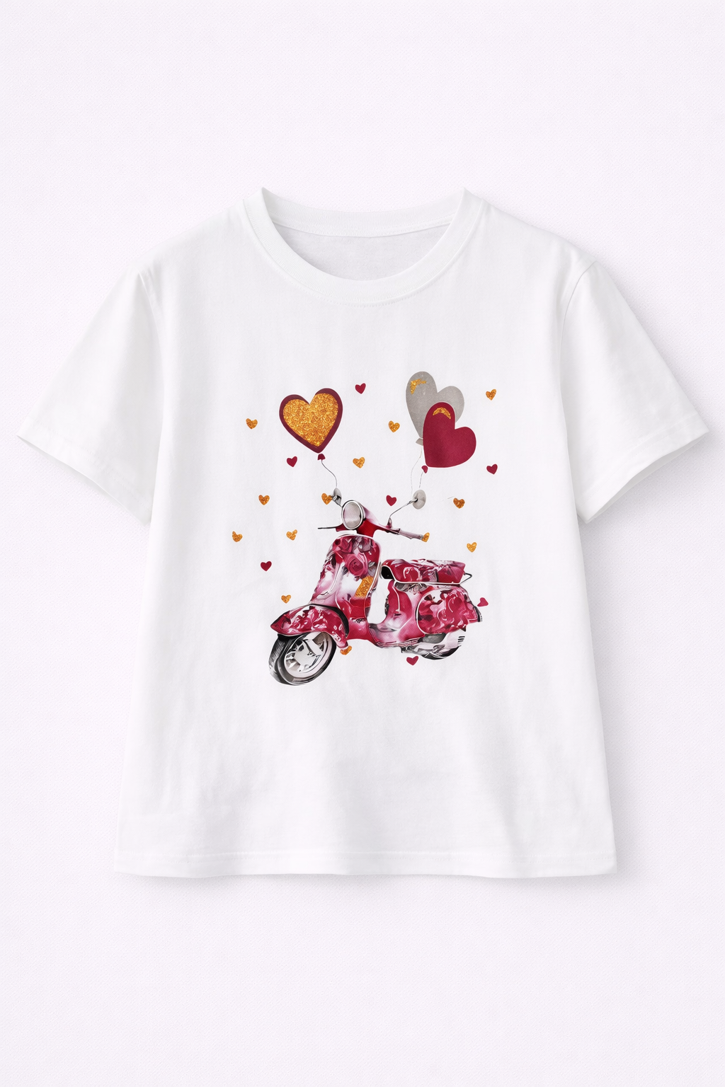Camiseta estampada con scooter romántico