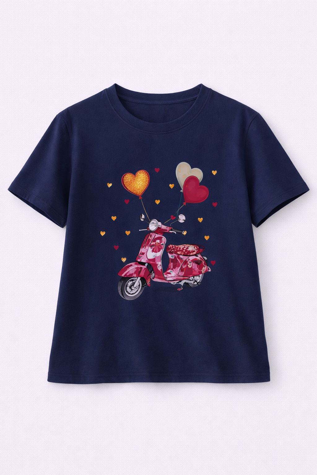 Camiseta estampada con scooter romántico