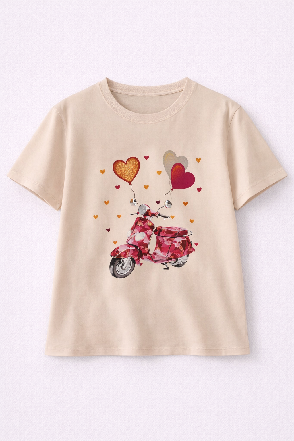 Camiseta estampada con scooter romántico