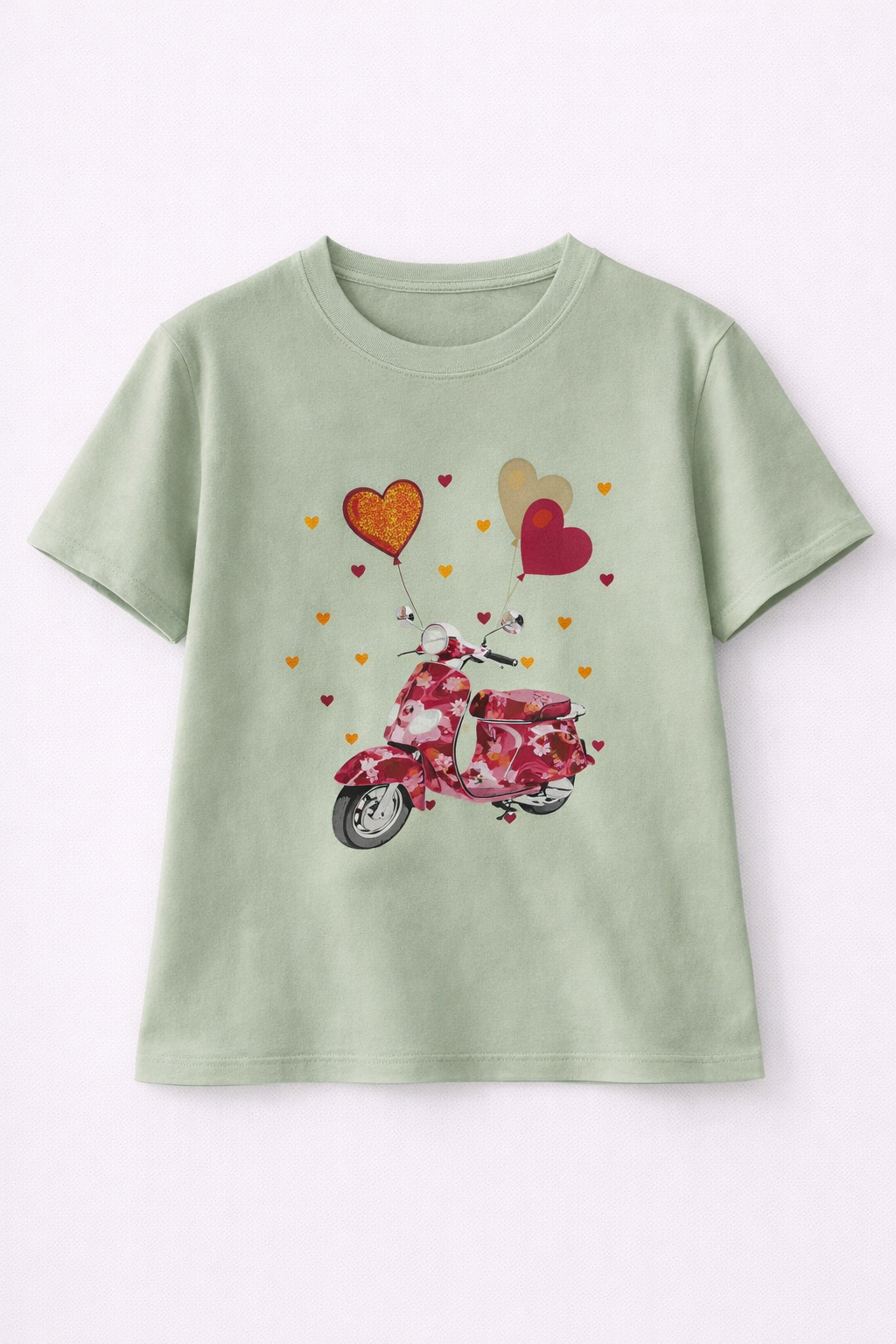 Camiseta estampada con scooter romántico