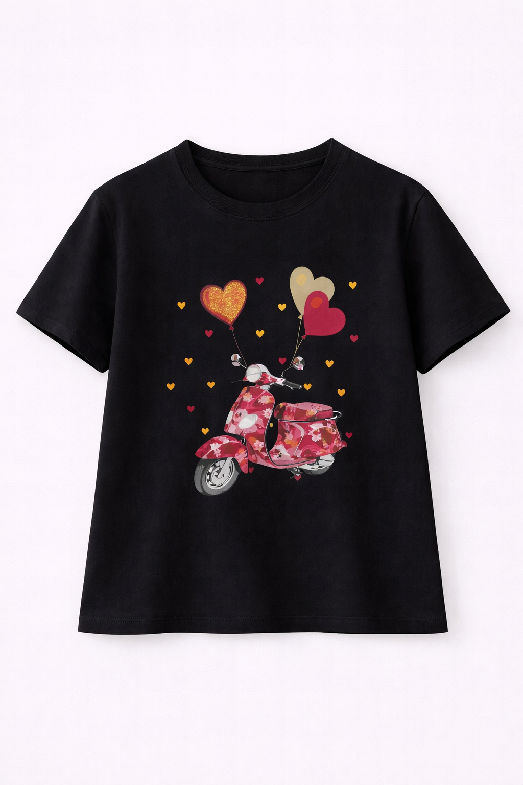 Camiseta estampada con scooter romántico