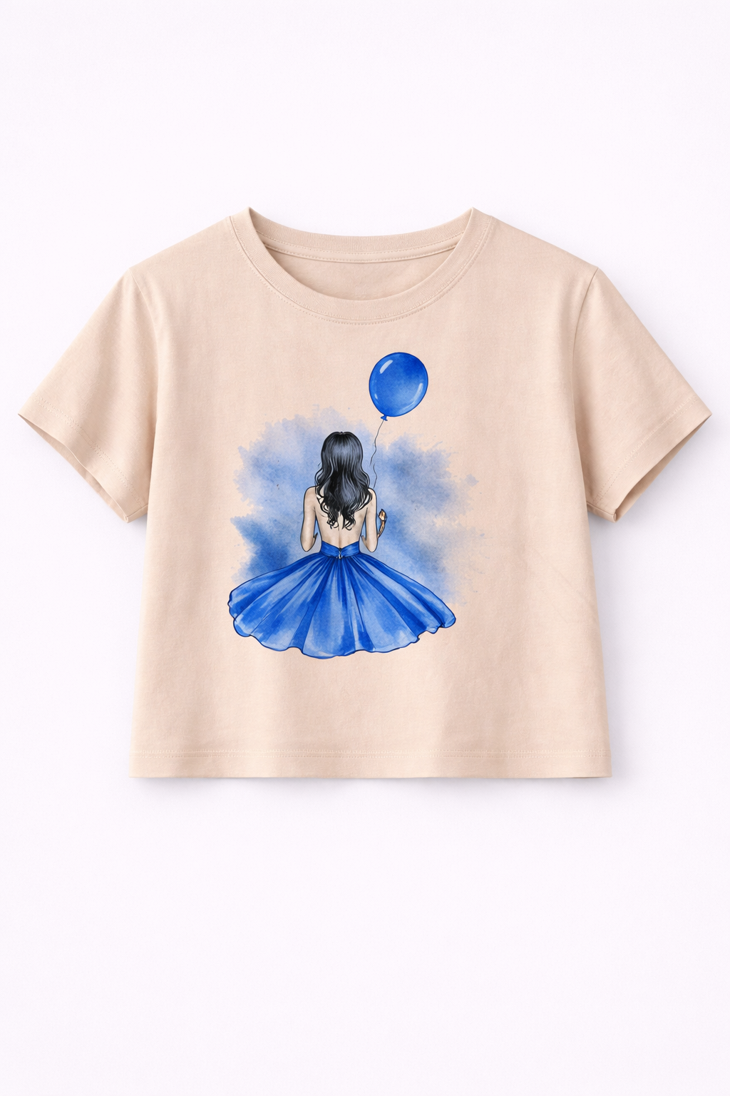 Camiseta ilustrada con vestido azul