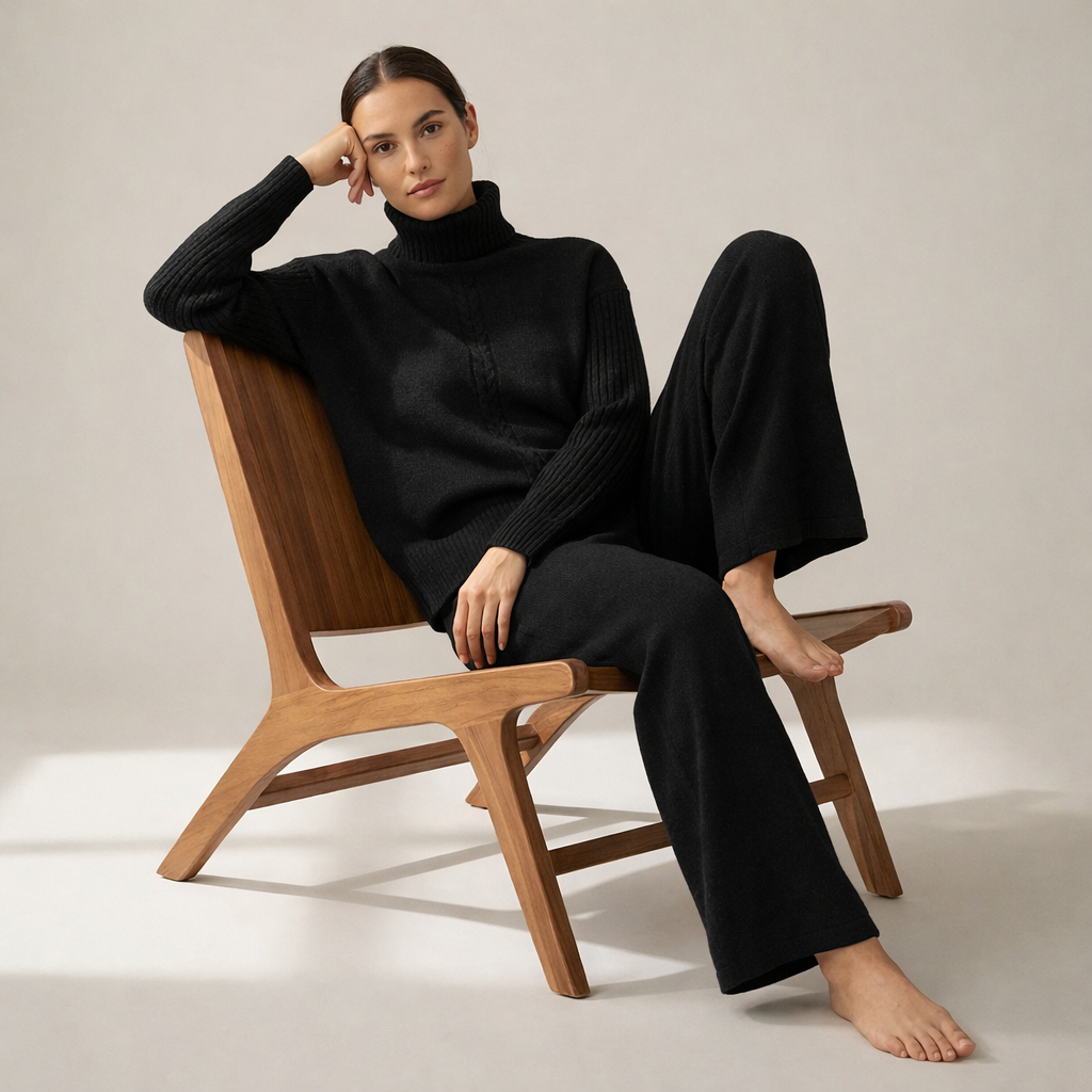 Conjunto de punto con cuello alto