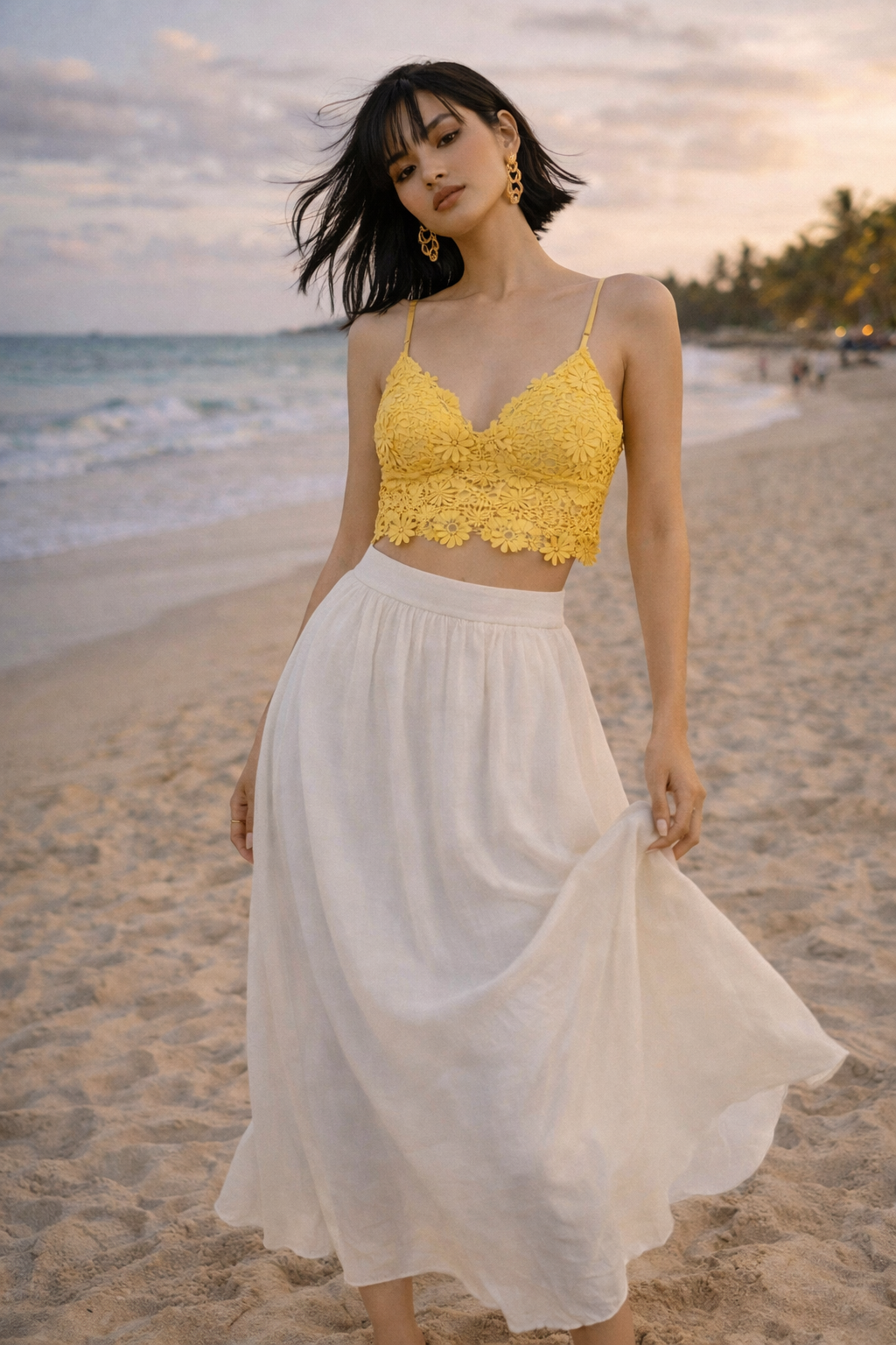 Top Lencero de encaje Floral solenne