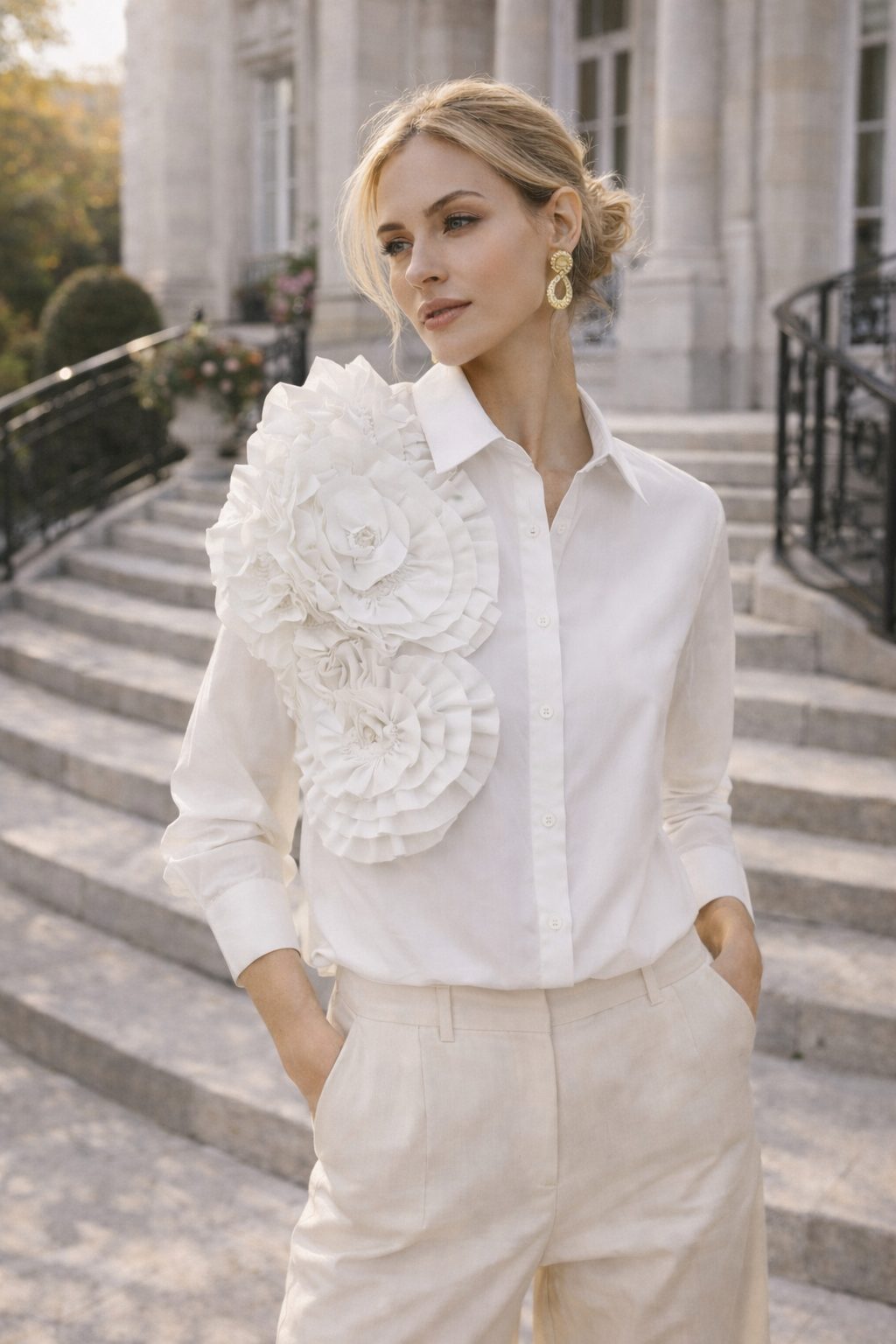 Camisa roseta etérea