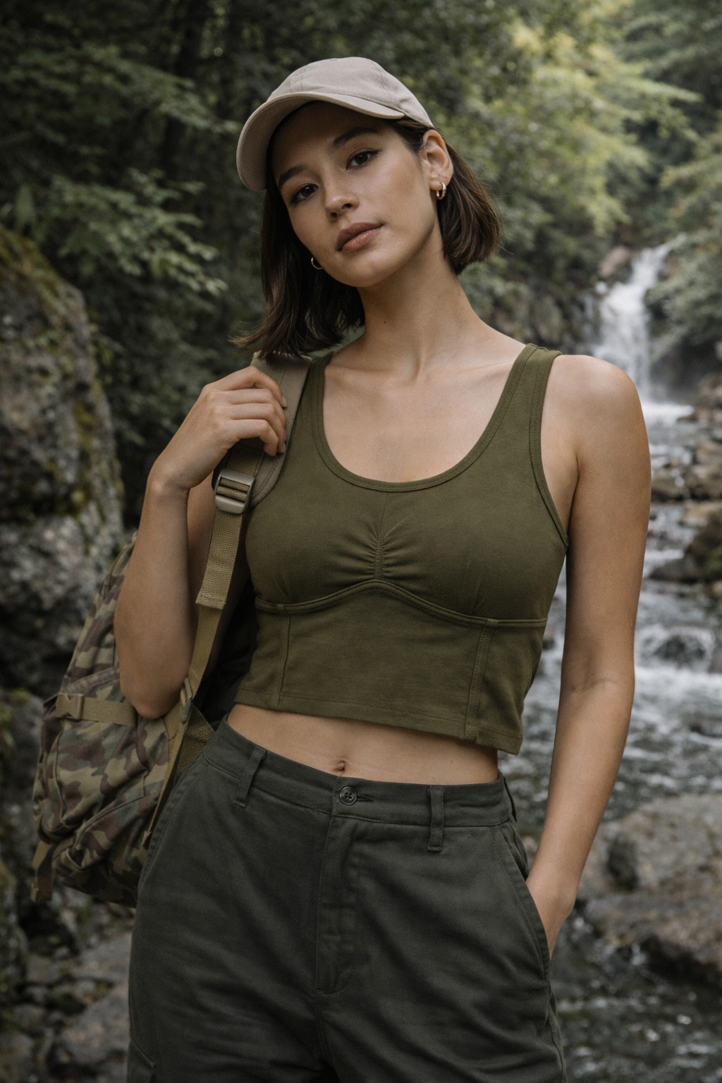 Top sculpt fit con frunce central