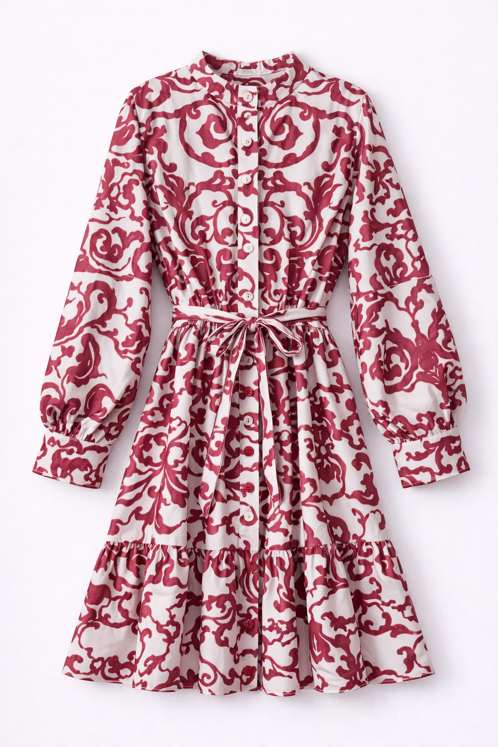 Vestido corto estampado con lazo en cintura