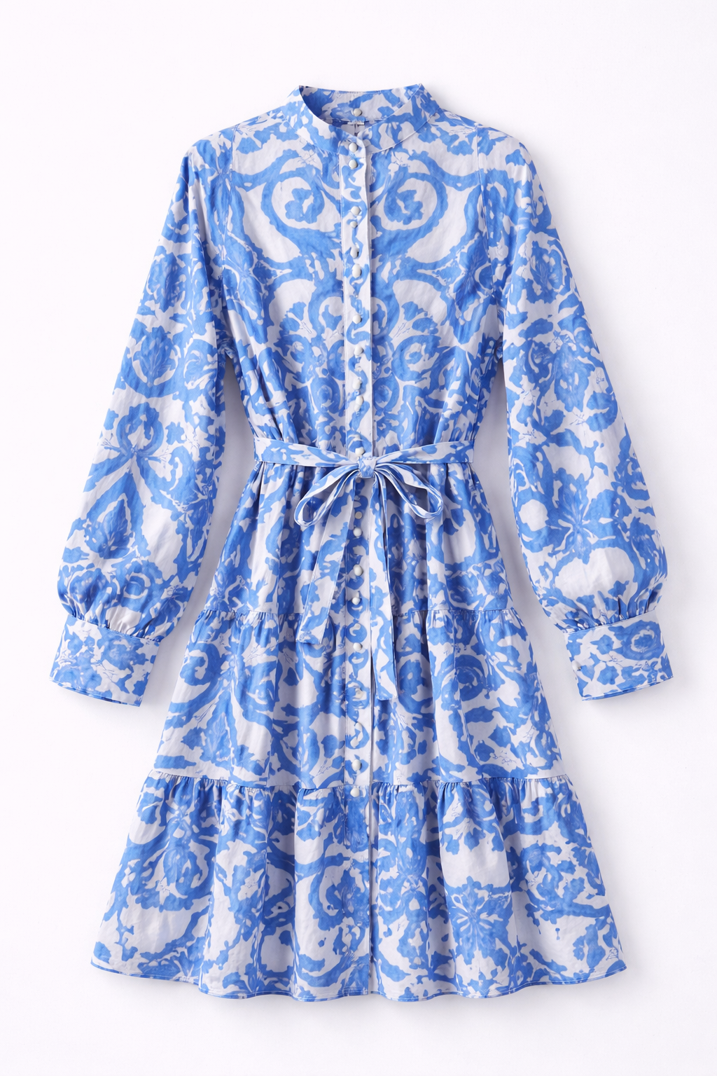 Vestido corto estampado con lazo en cintura