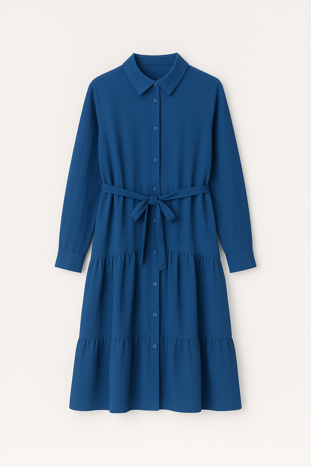 Vestido Camisero Midi con Cinturón Ajustable