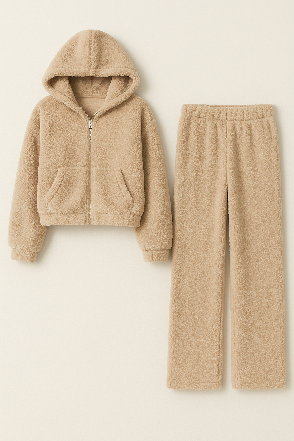 Conjunto de Chándal Teddy con Capucha – 2 Piezas