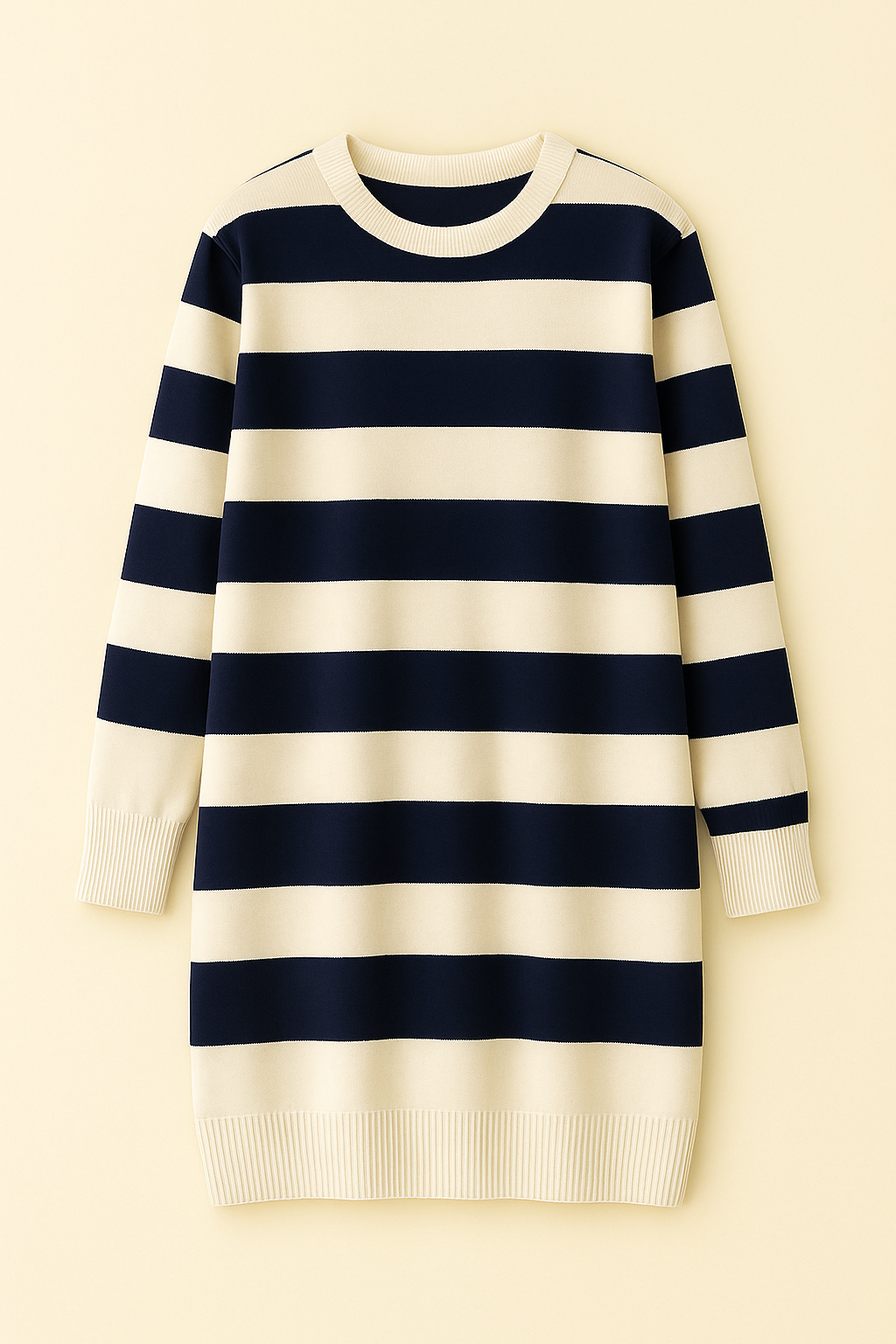 Vestido de punto a rayas largas
