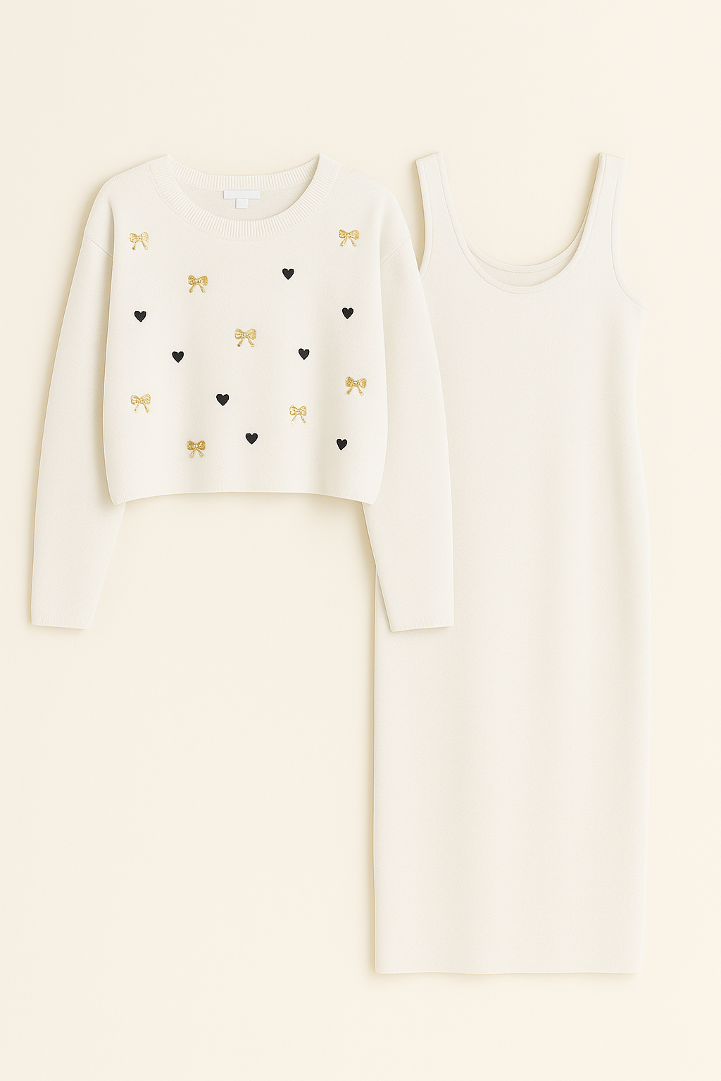 Conjunto Knit Bow & Heart