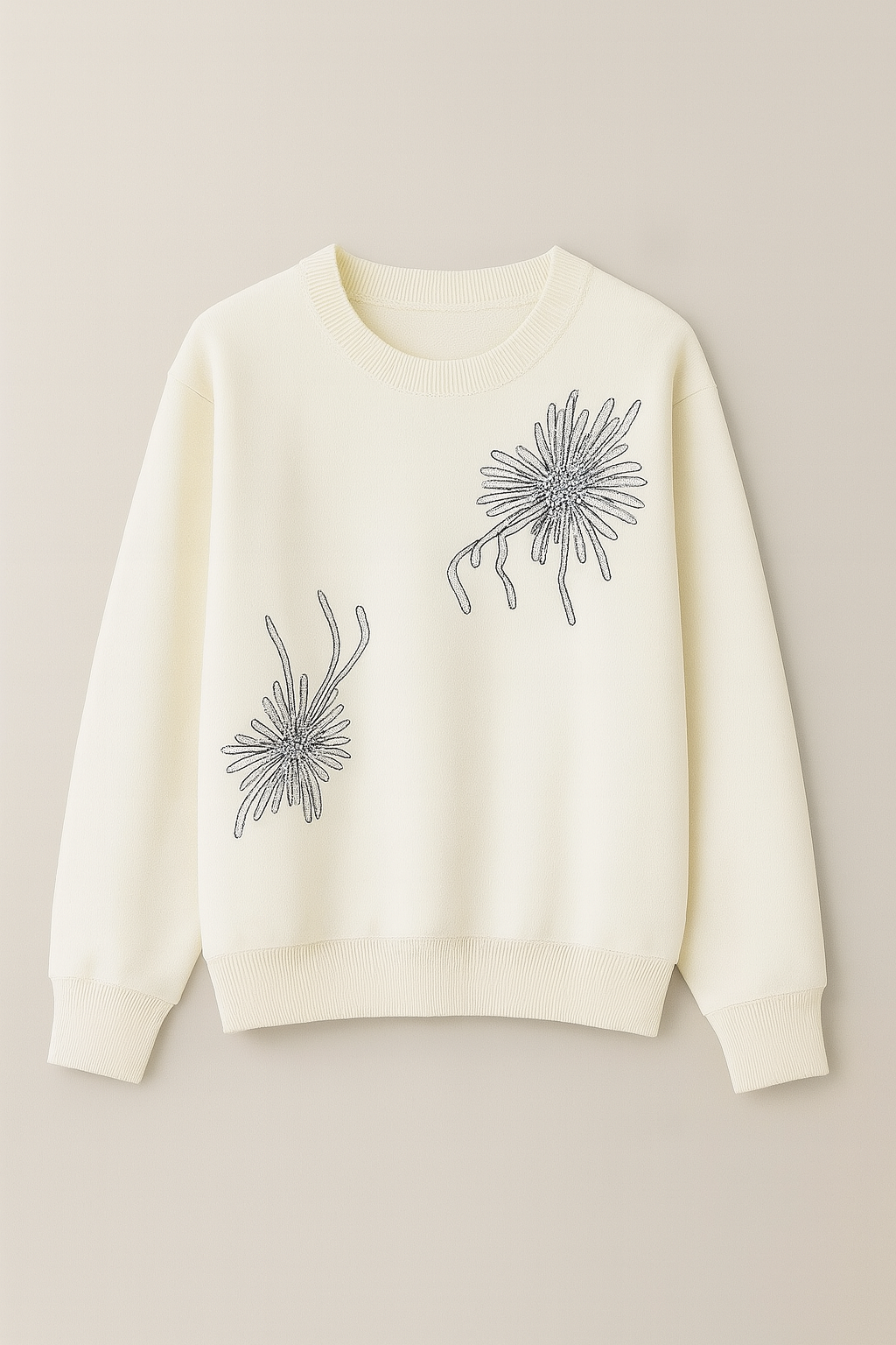 Sudadera Floral Bordada De Corte Relajado