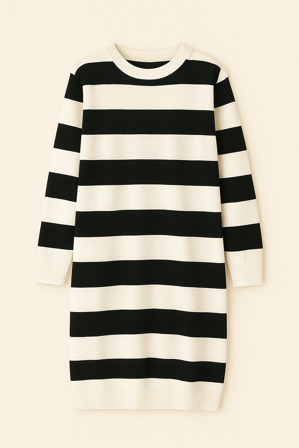 Vestido de punto a rayas largas