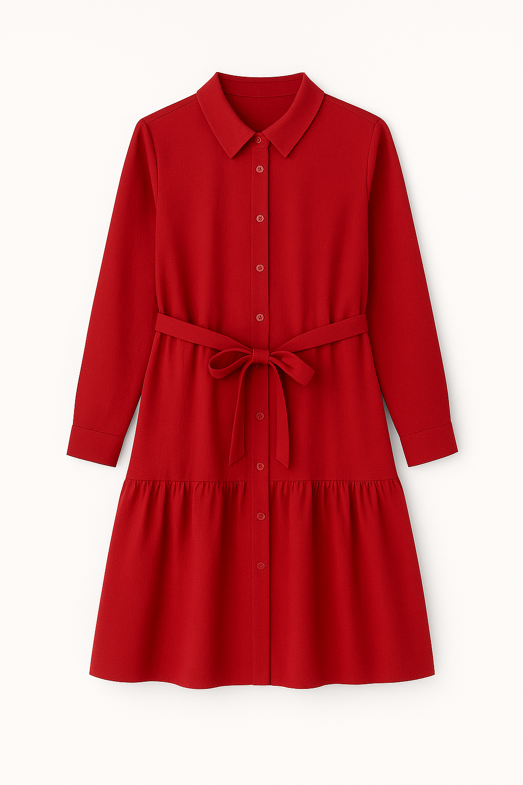 Vestido Camisero Midi con Cinturón Ajustable