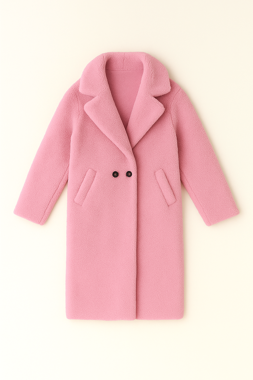 Abrigo recto efecto teddy con solapas
