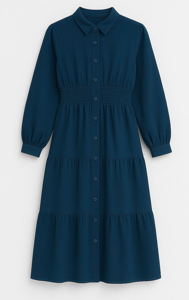 Vestido camisero midi con cinturón