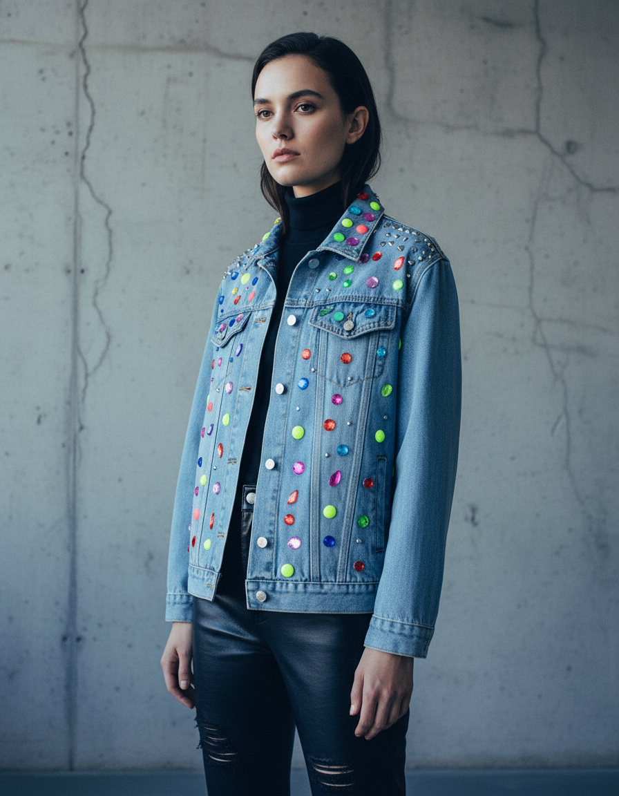 Chaqueta Vaquera con Aplicaciones Multicolor