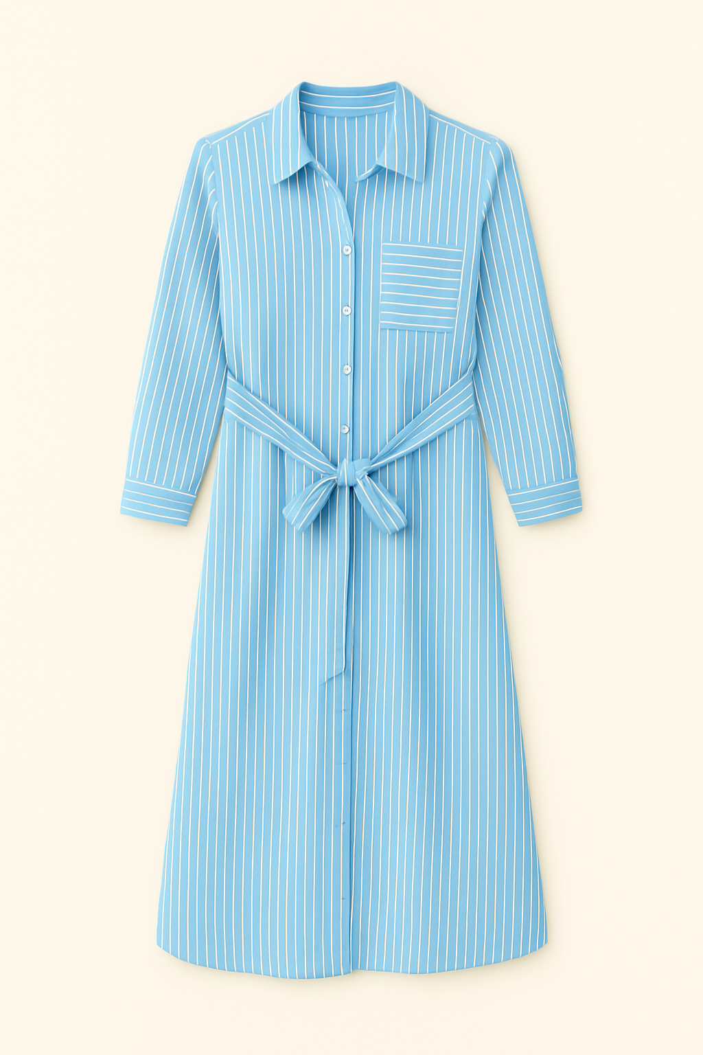 Vestido camisero largo a rayas