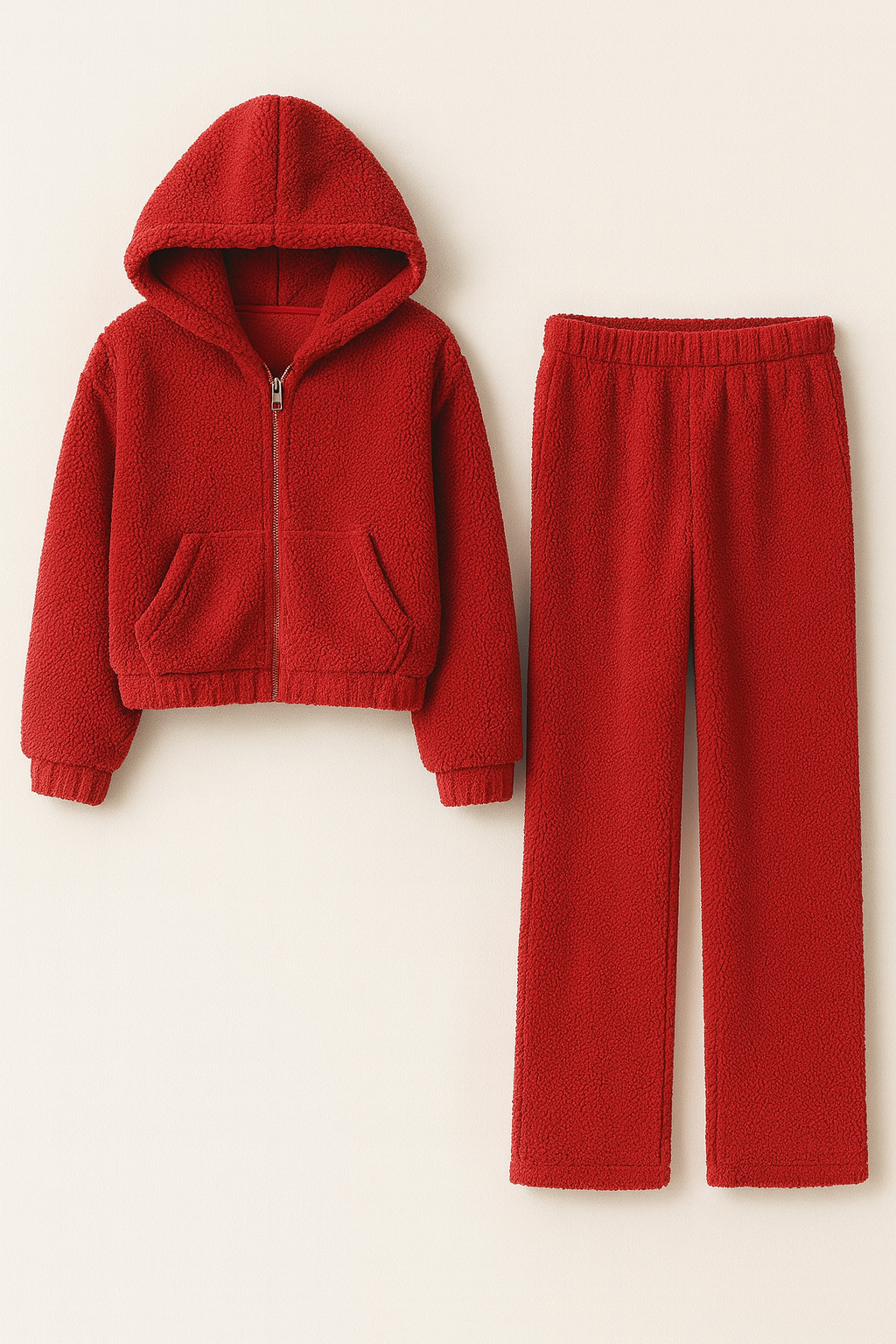 Conjunto de Chándal Teddy con Capucha – 2 Piezas