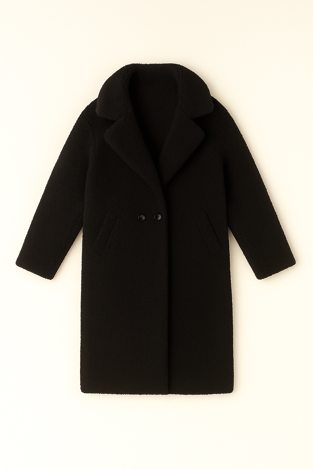 Abrigo recto efecto teddy con solapas
