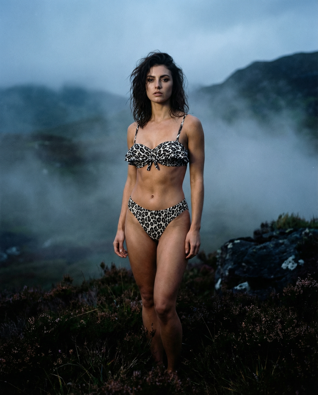 Bikini con volantes y estampado salvaje
