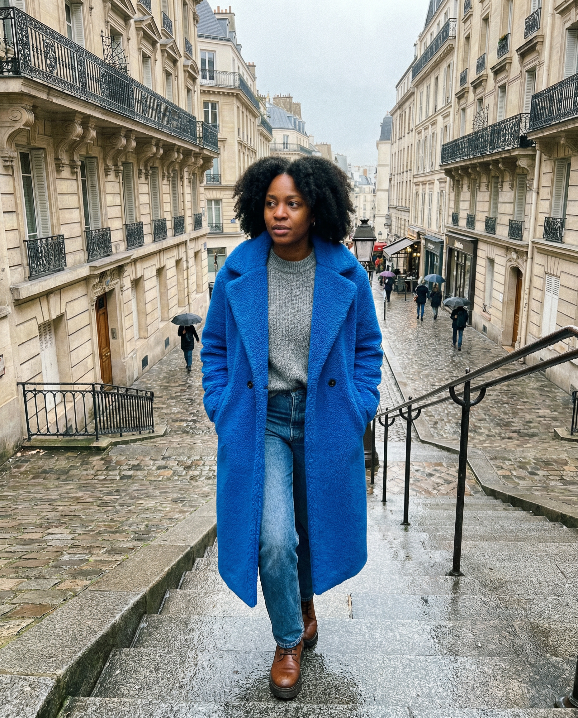 Abrigo recto efecto teddy con solapas