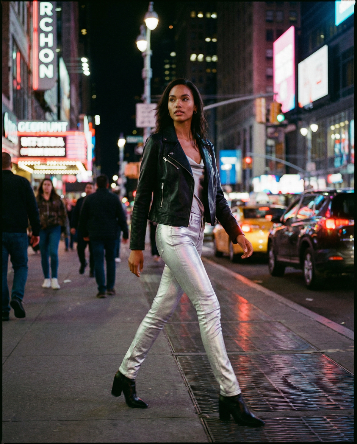 Pantalón vaquero Skinny Acabado Plateado