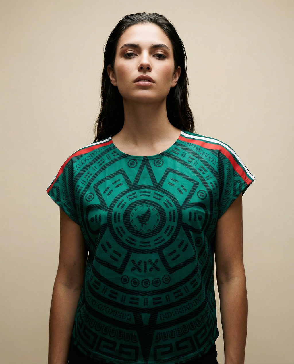 Camiseta con motivo azteca geométrico