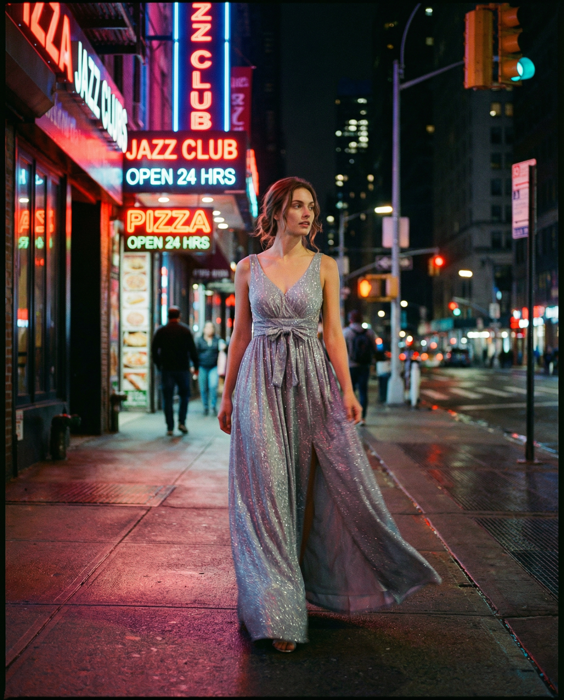 Vestido largo Lumen con brillo sutil