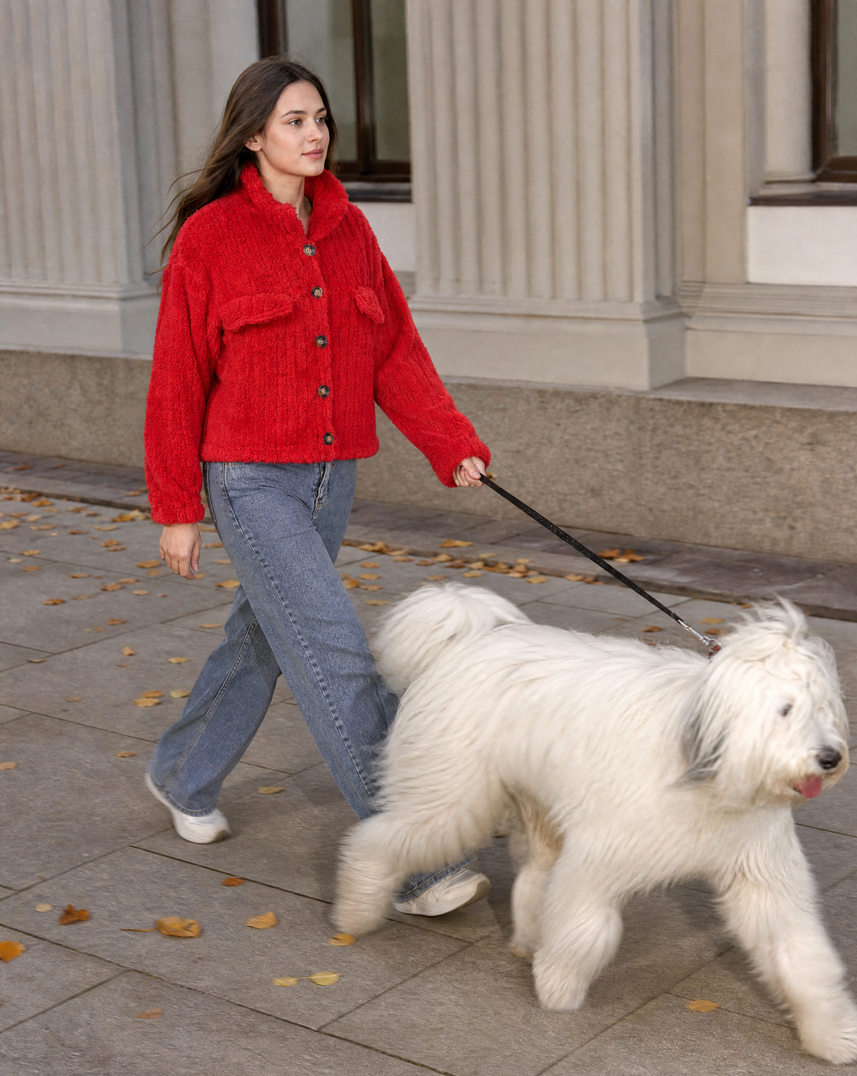 Chaqueta Teddy Texturizada con Bolsillos