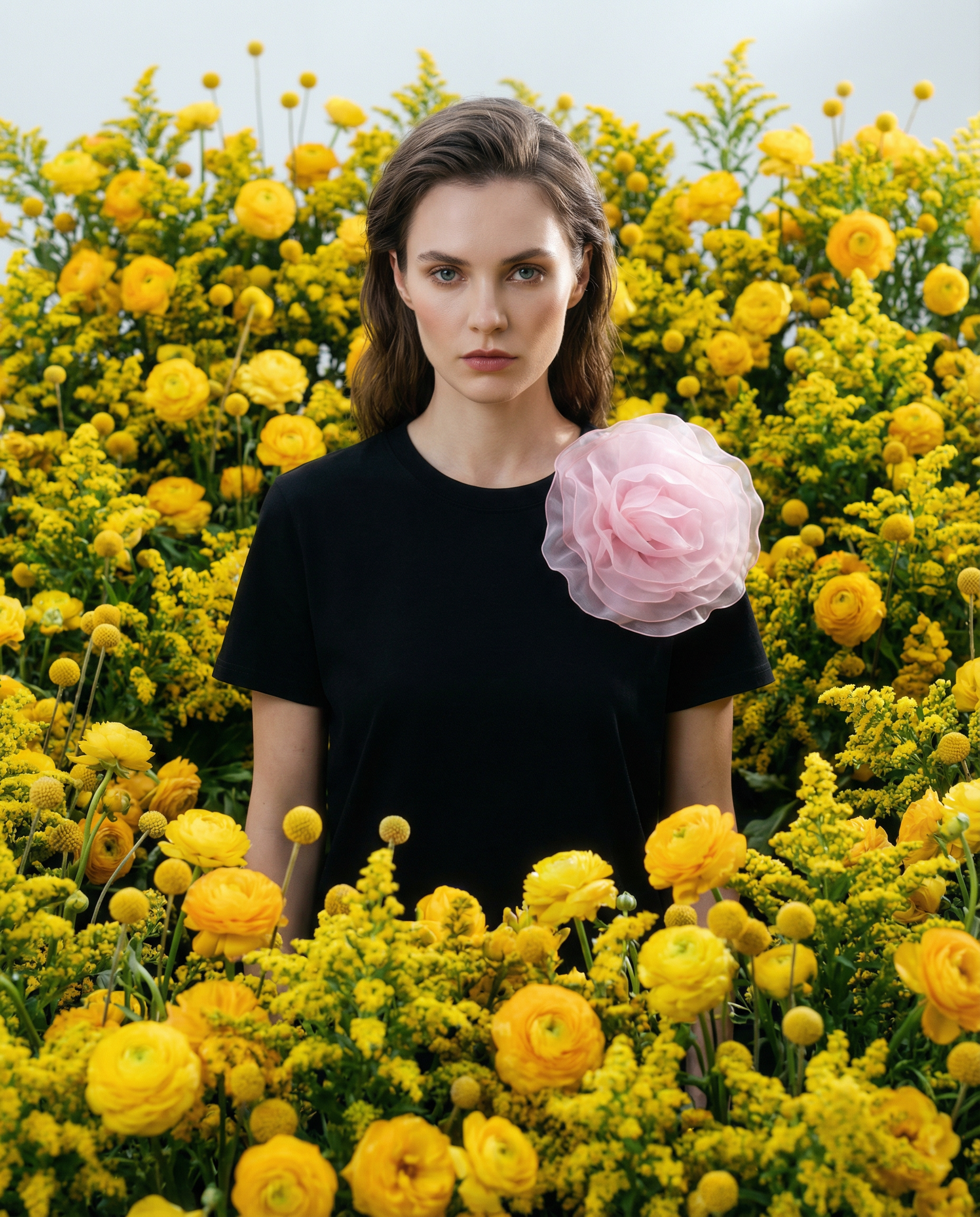 Camiseta Con Rosa Orgánica Aplicada