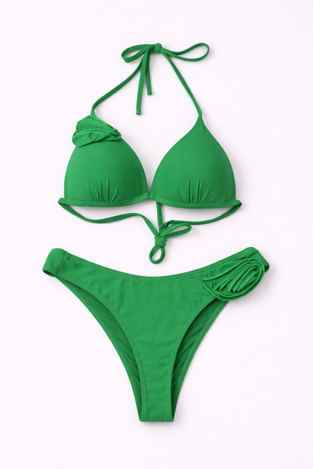 Bikini minimal con detalle floral lateral