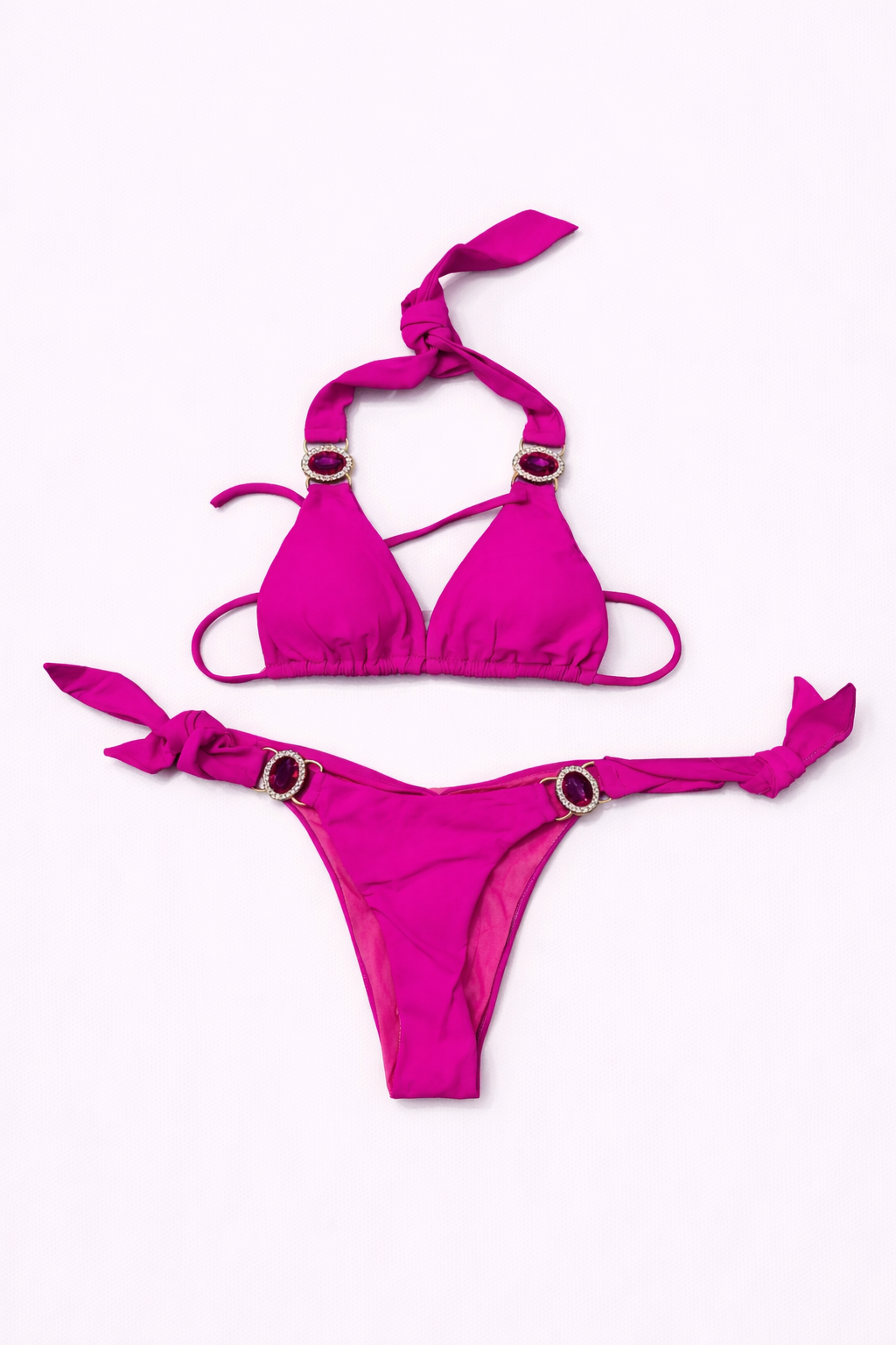Bikini con detalles joya en anudado