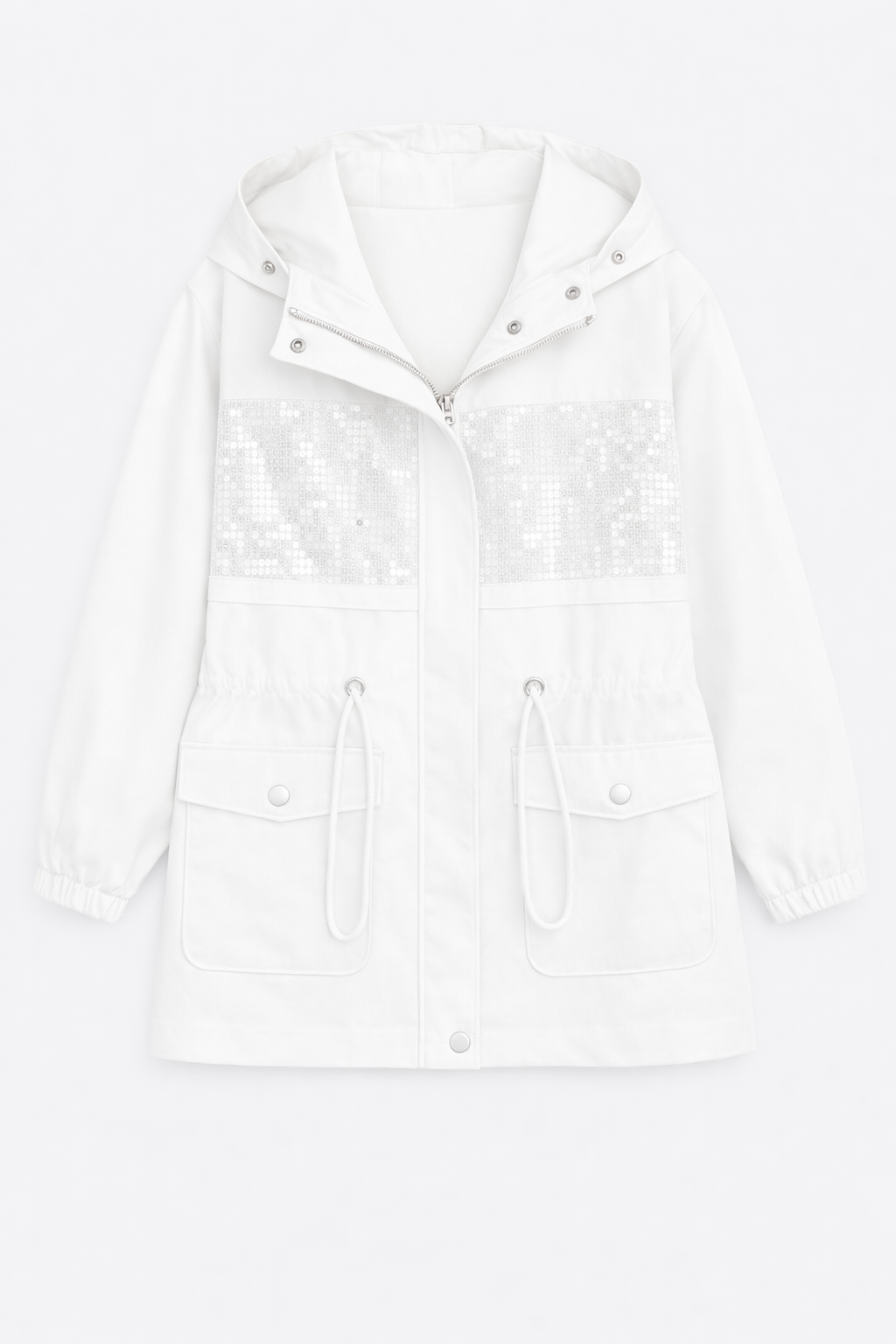 Chaqueta con lentejuelas y capucha