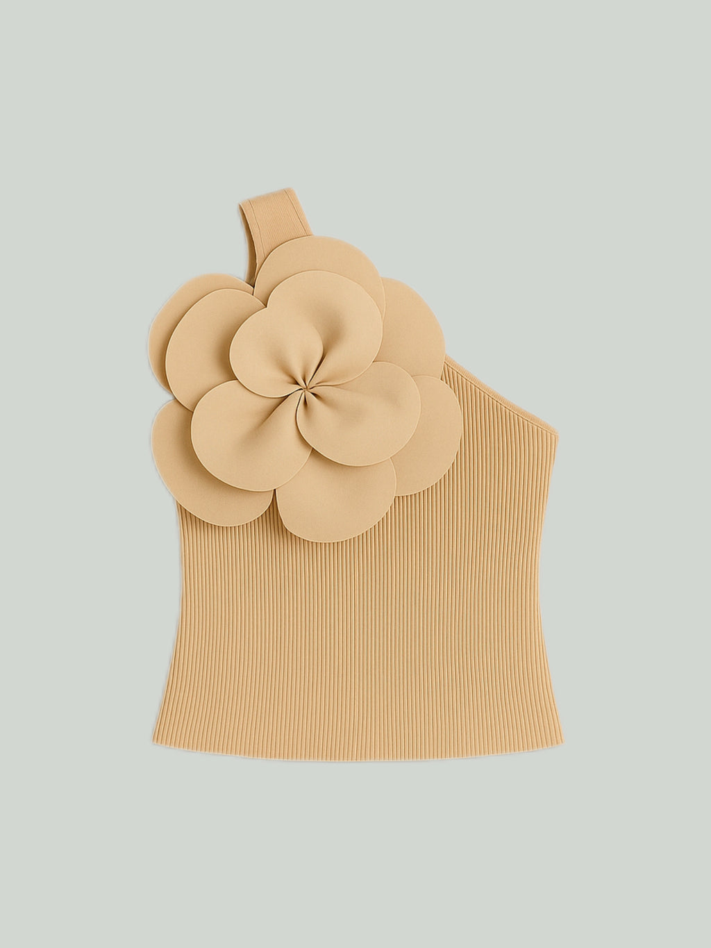 Top de punto con flores 3D y corte oversize