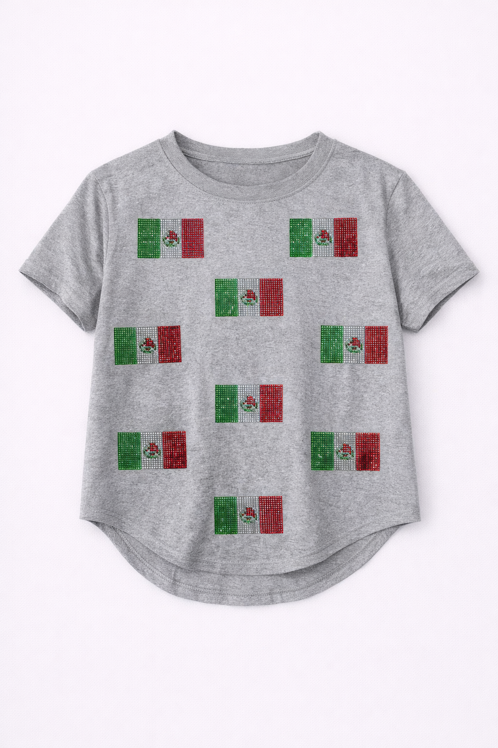 Camiseta con detalle brillo bandera México
