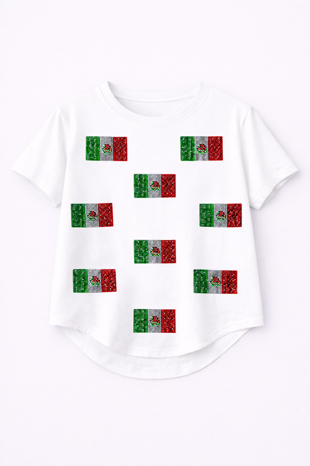 Camiseta con detalle brillo bandera México