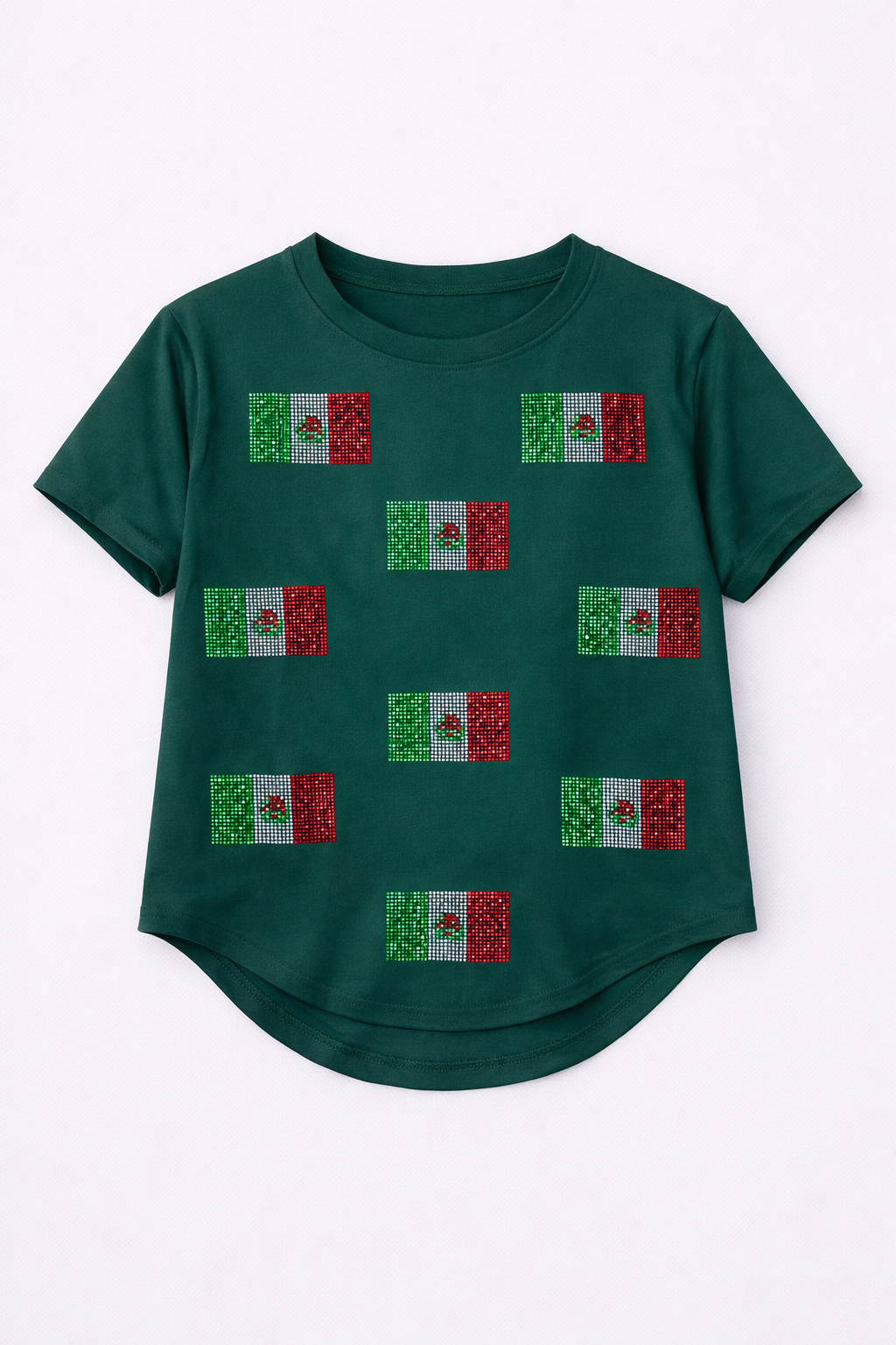 Camiseta con detalle brillo bandera México
